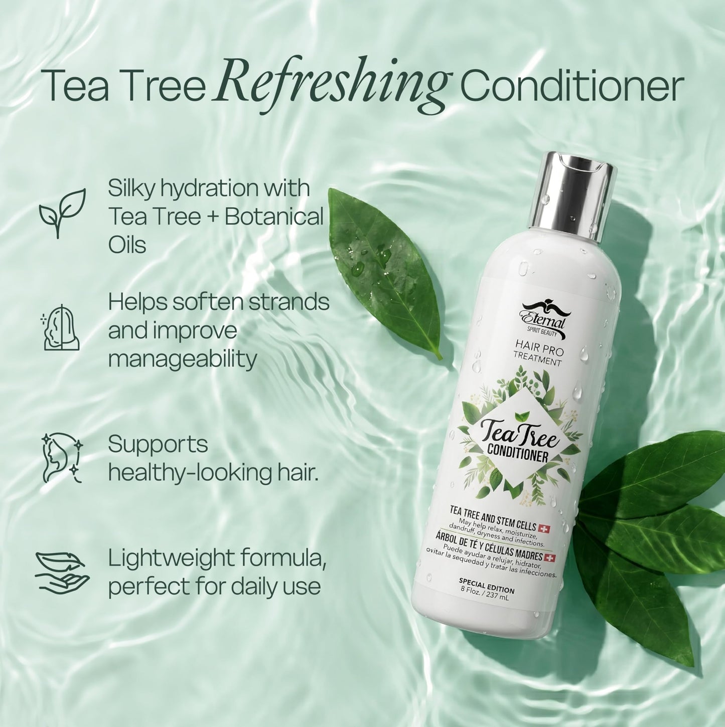 Eternal Spirit Beauty Hair Pro Tea Tree Set - Shampoo & Conditioner with Stem Cells, Argan Oil & Keratin - Revitalizing Scalp Care & Intensive Beauty & Personal Care Eternal Spirit Beauty