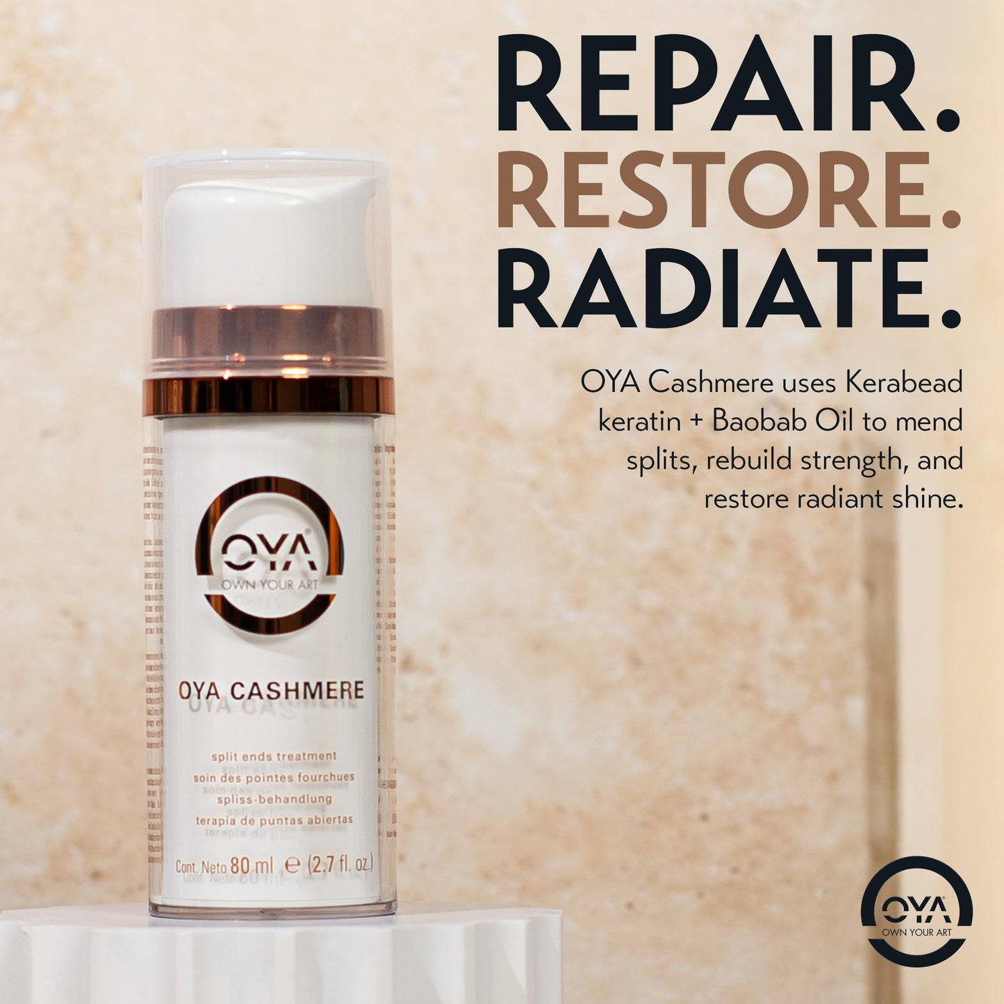 OYA Cashmere Split End Repair Cream - Highly Concentrated Treatment for Dry, Damaged & Color-Treated Hair - Repairs Bonds, Controls Frizz Beauty & Personal Care OYA