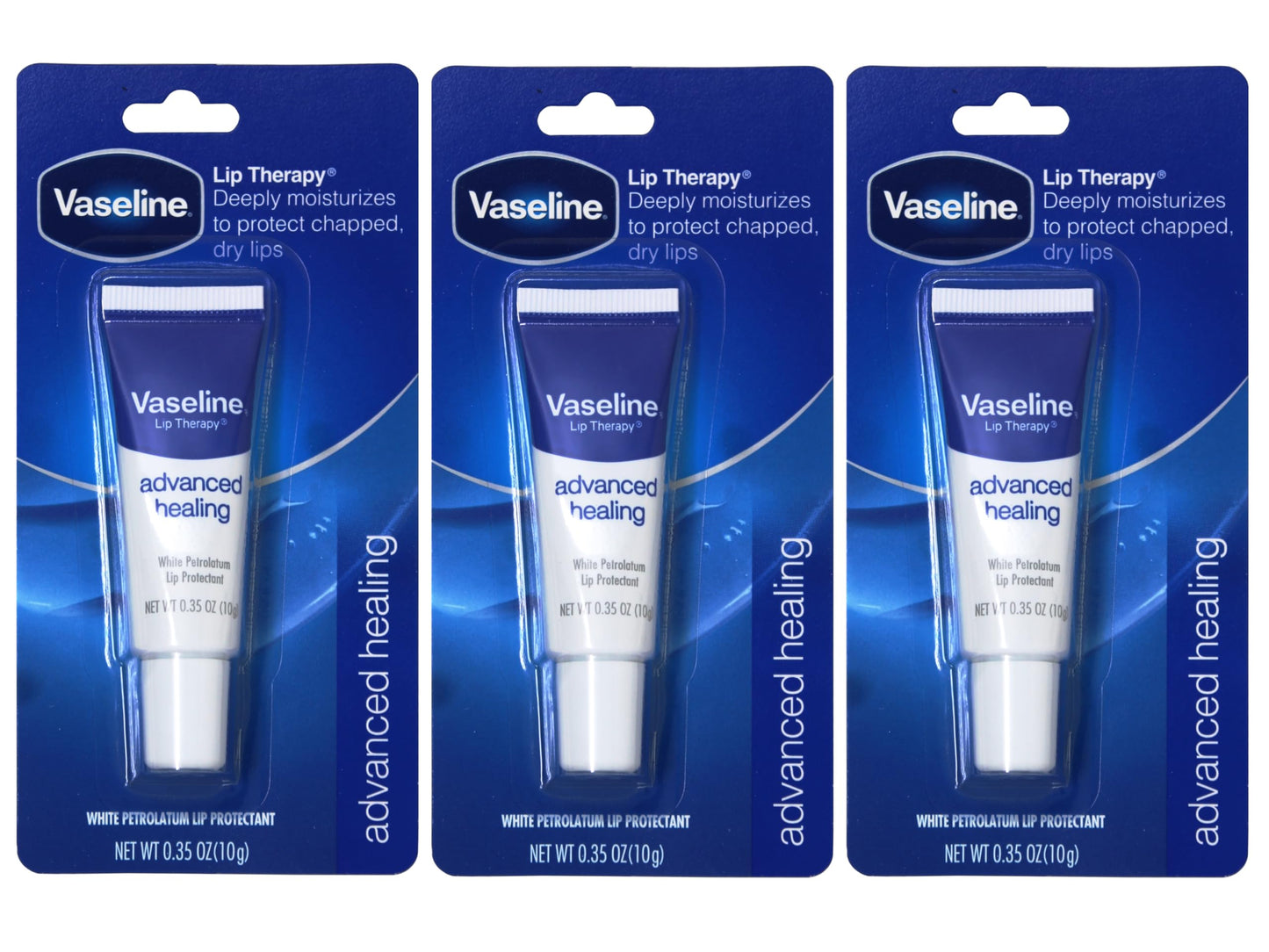 Vaseline Lip Therapy Lip Balm Tube, Advanced Healing Lip Protectant, 0.35 OZ - 3 Pack Beauty and Personal Care Vaseline