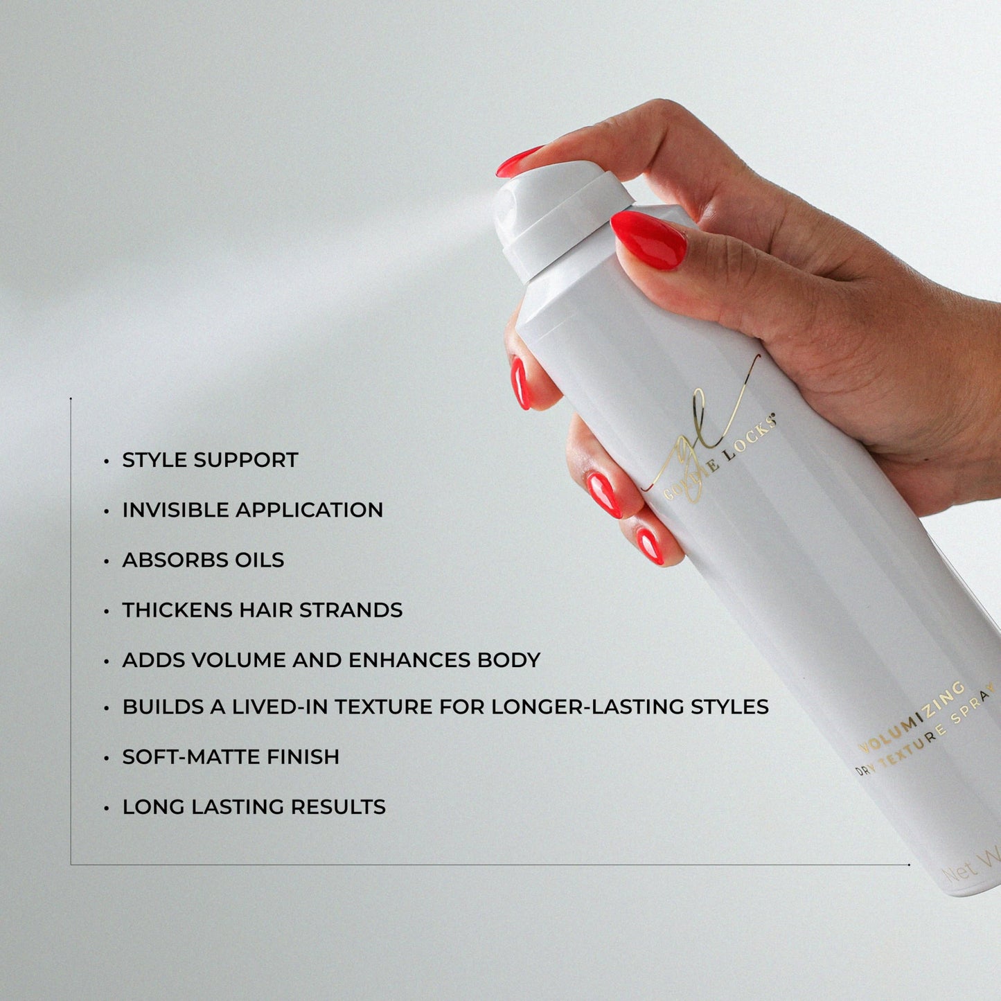Goldie Locks Volumizing Texture Spray - Instant Volume and Lift - Invisible Matte Finish - Flexible Hold - Safe for Extensions & Color-Treated Hair Beauty & Personal Care Goldie Locks