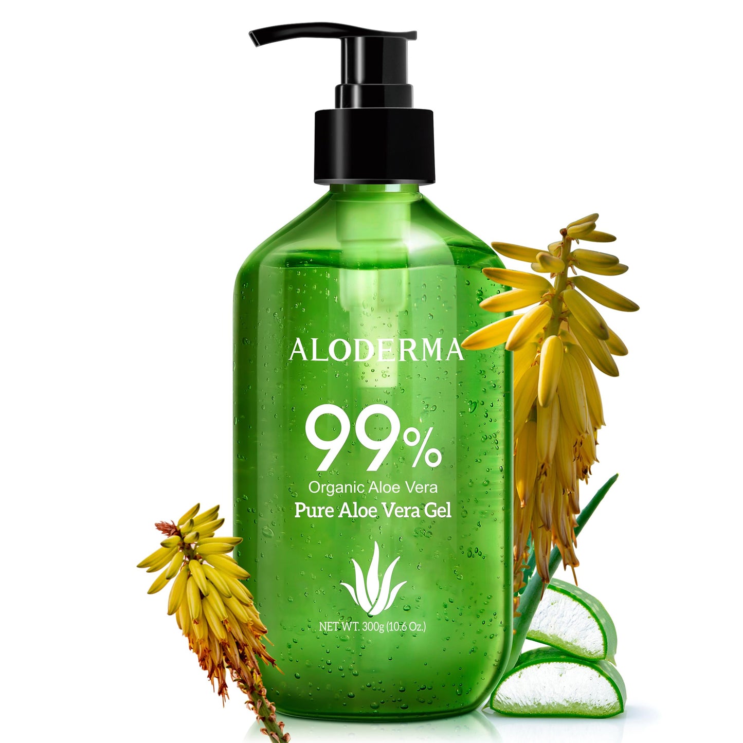 Aloderma 99% Organic Aloe Vera Gel Made within 12 Hours of Harvest - Lightweight, Non-Sticky Aloe Gel for Face Body, Hair, & Scalp, After Sun Relief Beauty & Personal Care Aloderma