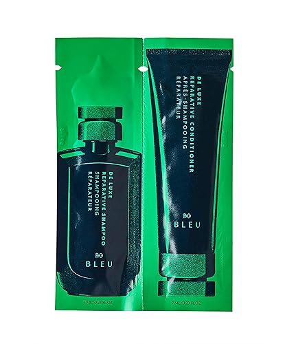 R+Co BLEU De Luxe Reparative Shampoo + Conditioner Tandem Packette | Hydrates + Strengthens + Adds Shine | Vegan, Sustainable + Cruelty-Free | 14ml Beauty & Personal Care R+Co