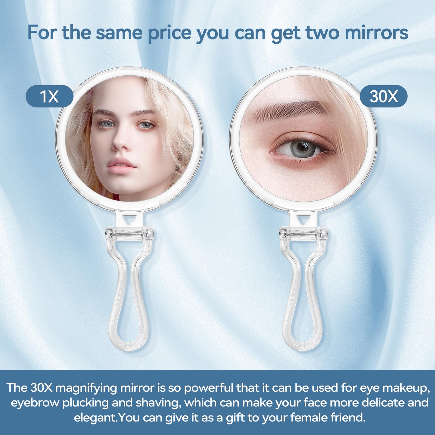 B Beauty Planet 30X Magnifying Mirror for Travel with Handle, Double-Sided 1X/30X Magnification Hand Mirror for Makeup,Travel Mirror for Desk 5 Inches Beauty & Personal Care B Beauty Planet