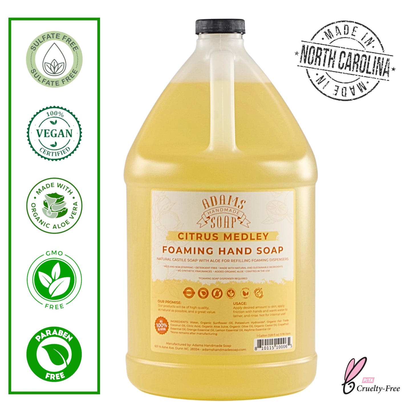 Adams Handmade Soap Liquid Foaming Soap 1 Gal - Citrus Medley Beauty & Personal Care Adams Handmade Soap