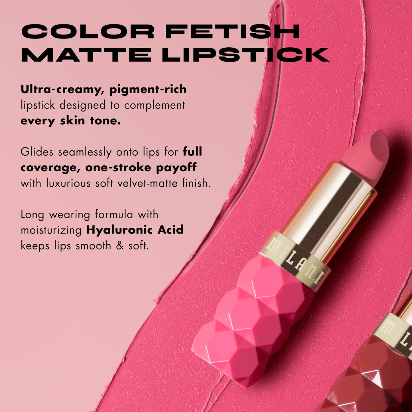 Milani Color Fetish Matte Lipstick, Hydrating Velvet Finish, Full Coverage Long Lasting, Moisturizing Cream Lip Color with Hyaluronic Acid, 0.14 oz, Beauty & Personal Care Milani