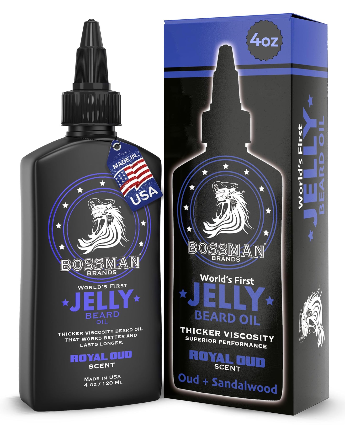 Bossman Jelly Beard Oil for Men (4 oz, Royal Oud Scent) - Softens, Moisturizes & Conditions with Natural Ingredients Beauty and Personal Care Bossman