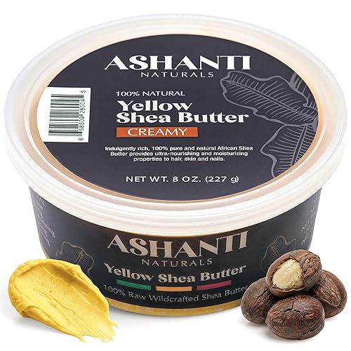 Ashanti Naturals Yellow Raw Shea Butter | Unrefined African Shea Butter | Creamy Moisturizer for Easy Application - 8 oz Beauty & Personal Care Ashanti Naturals