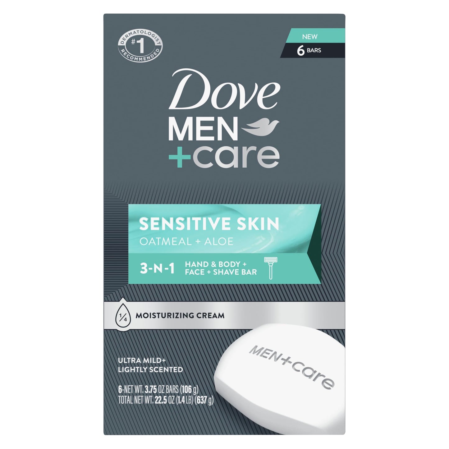 DOVE MEN + CARE Hand & Body Face + Shave Bar Sensitive Skin 6 Count for sensitive skin 3.75 oz Beauty & Personal Care DOVE MEN + CARE