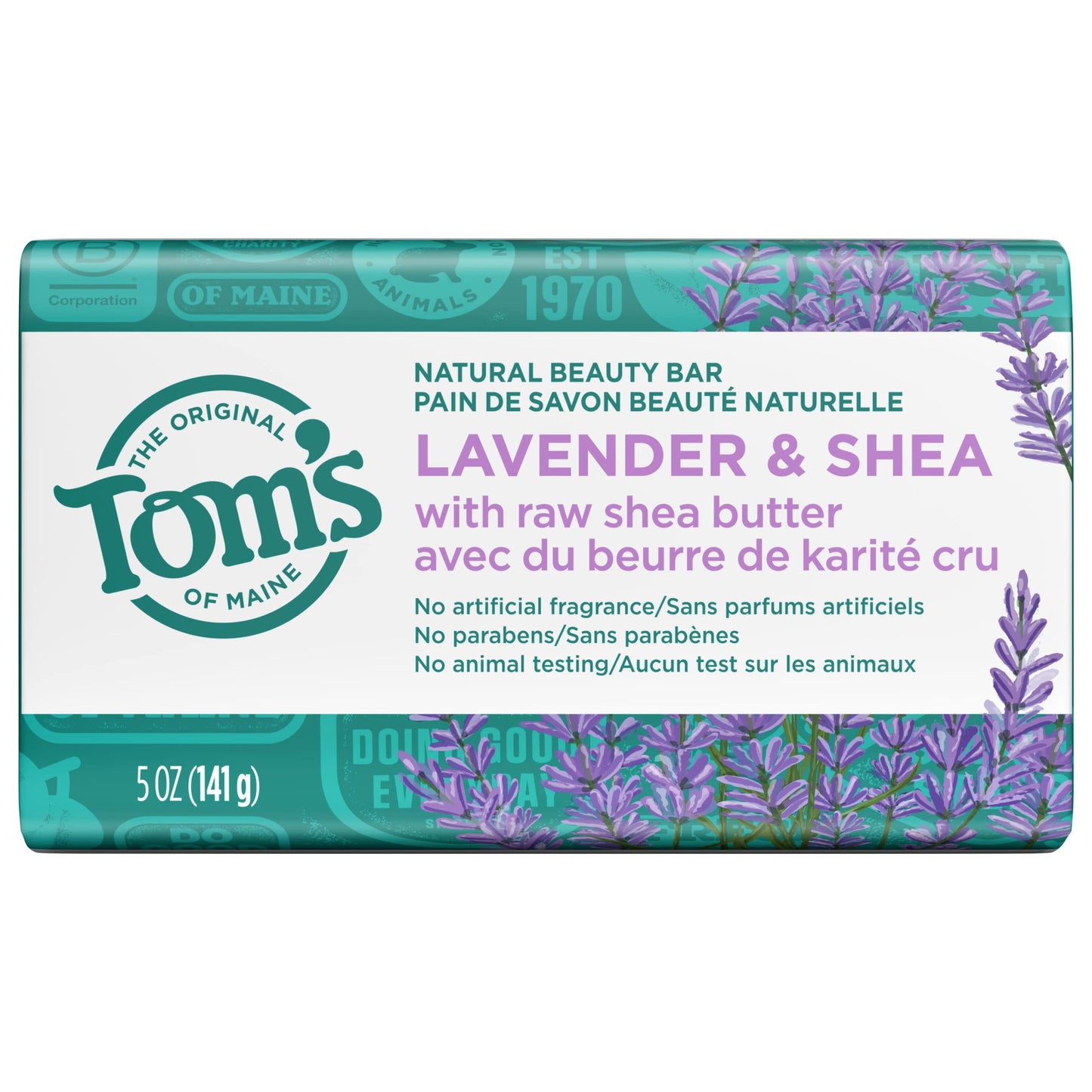 Tom's of Maine Natural Beauty Bar Soap, Lavender & Shea With Raw Shea Butter, 5 oz. Beauty & Personal Care Tom's of Maine