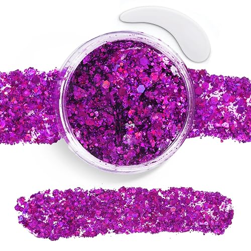Purple Face Body Glitter Gel,Sparkly Face Glitter for Women,Mermaid Sequins Hair Glitter Makeup?Chunky Glitter Makeup for Face/Body/Hair/Eyes,Easter Beauty & Personal Care TUHPIBK