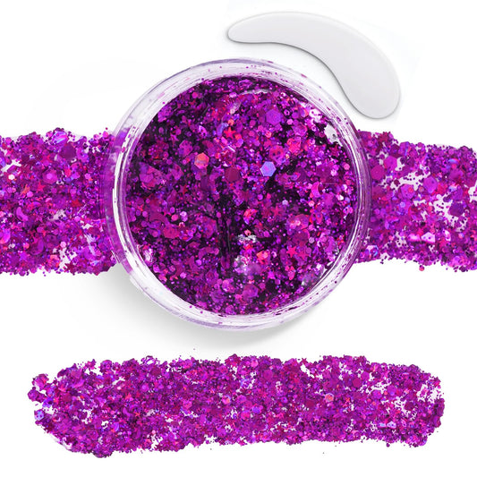 Purple Face Body Glitter Gel,Sparkly Face Glitter for Women,Mermaid Sequins Hair Glitter Makeup?Chunky Glitter Makeup for Face/Body/Hair/Eyes,Easter Beauty & Personal Care TUHPIBK