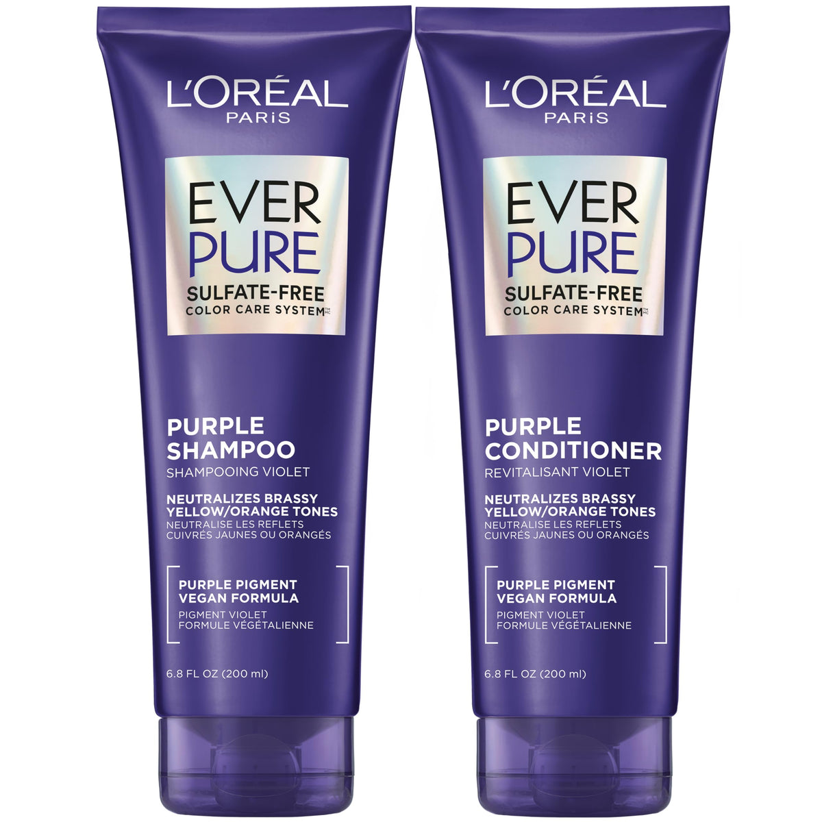 L’Oreal Paris EverPure Sulfate Free Brass Toning Purple Shampoo and Conditioner Set for Blonde, Bleached, Silver, or Brown Highlighted Hair, 1 Kit Beauty & Personal Care L'Oreal Paris