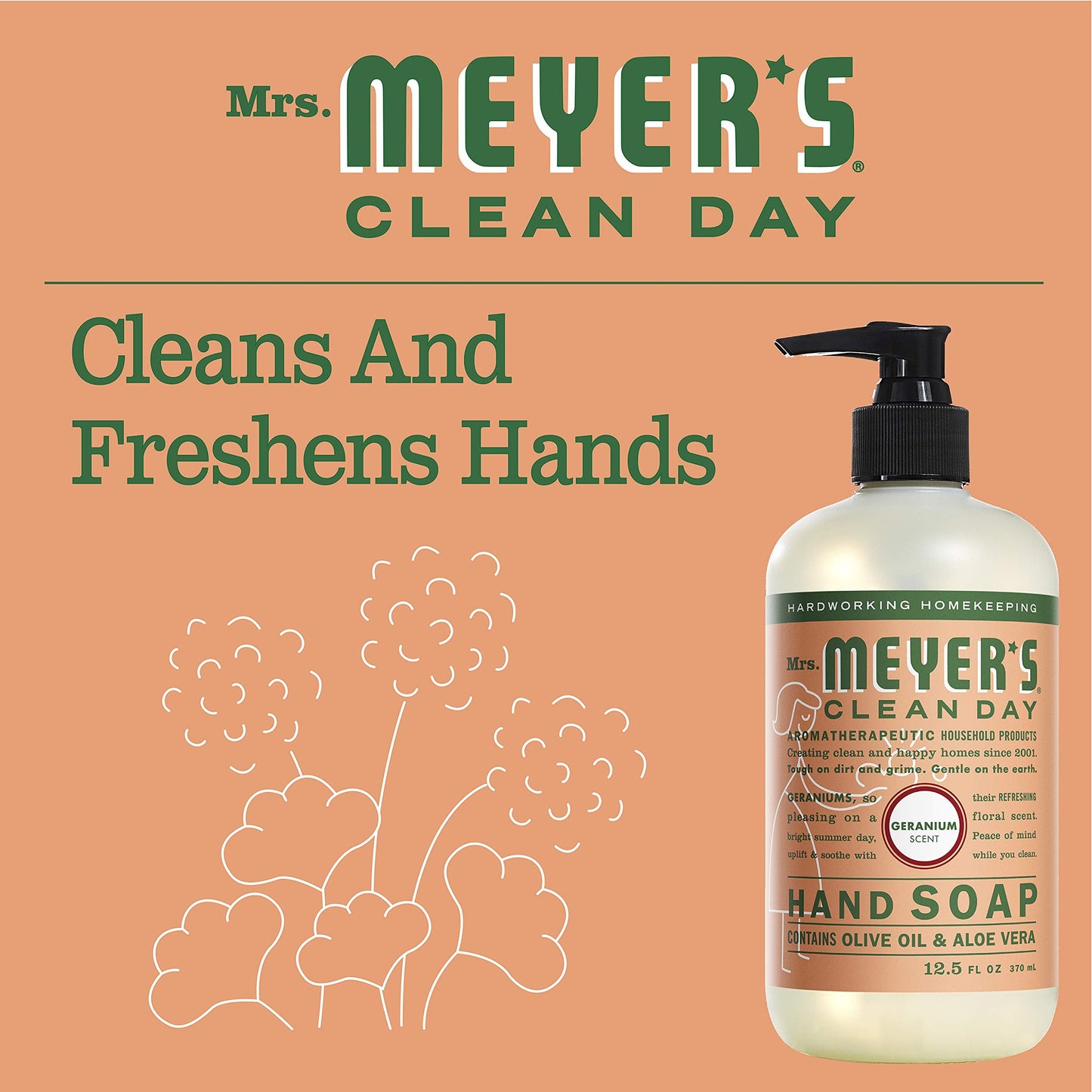 Liquid Hand Soap, Geranium, 12.5 oz, 2 pk Beauty & Personal Care Mrs. MEYER'S