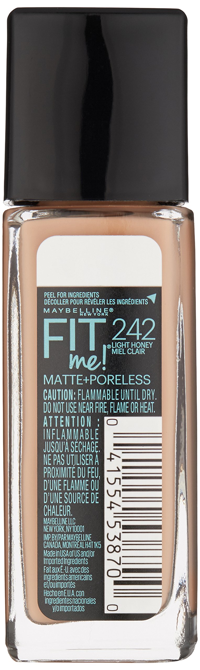 Maybelline New York Fit Me Matte Plus Pore Less Foundation, Light Honey, 1 Fluid Ounce