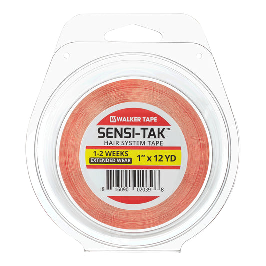 Walker Tape Sensi-Tak Secure Hairpiece Roll 1" x 12 Yards, Extended Wear Wig Tape Double Sided Ultra Hold for Poly Systems, Clear Lace Wig Adhesive