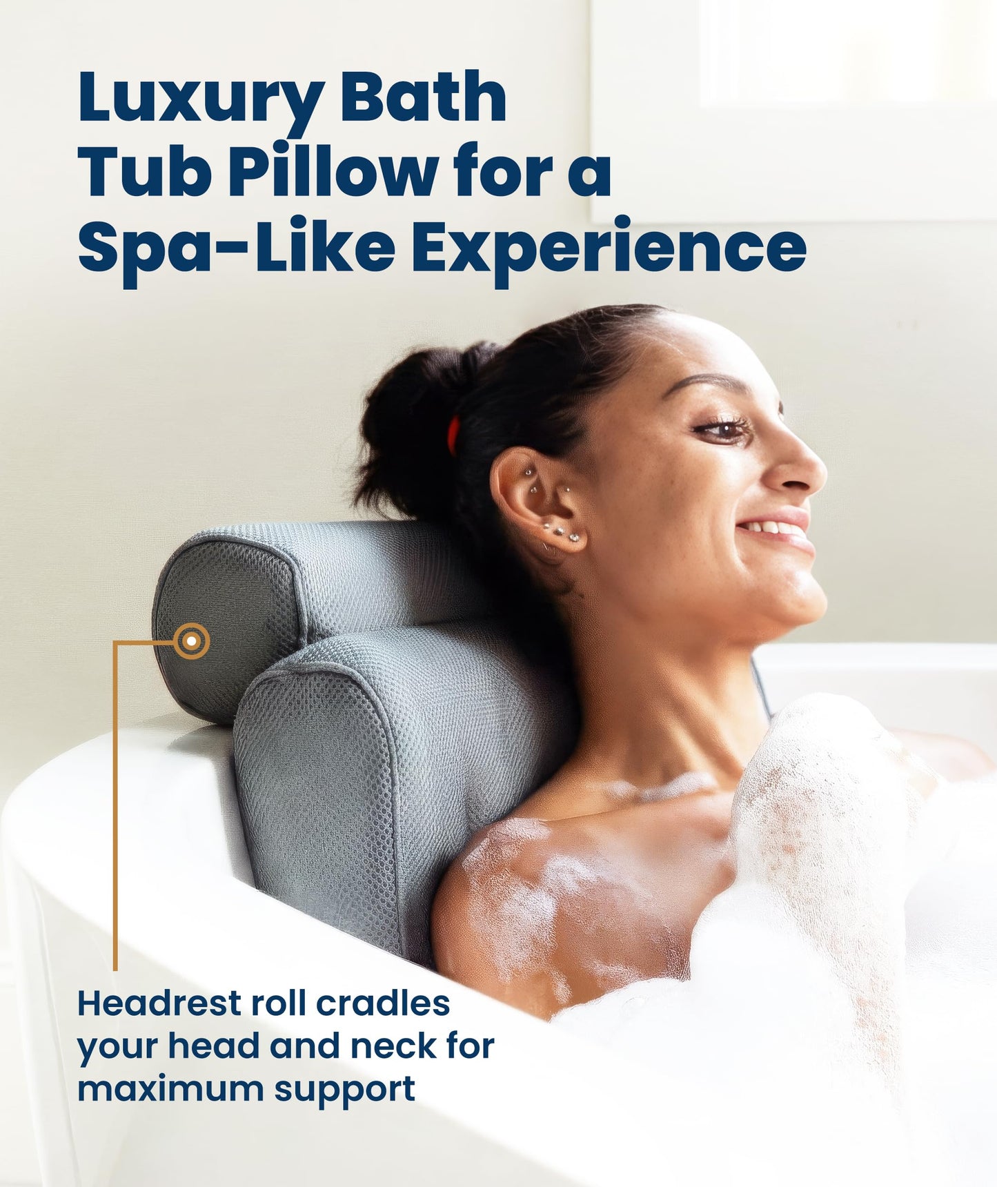 Everlasting Comfort Luxury Bath Pillows for Tub with Head and Neck Support - Non-Slip Bathtub Pillow with Suction Cups, Quick-Drying Mesh & Drying Beauty and Personal Care Everlasting Comfort