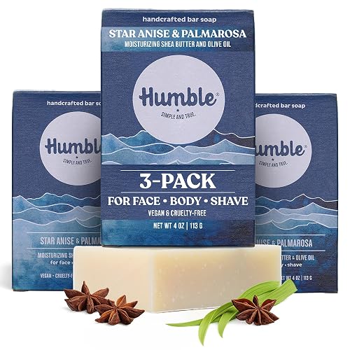 Humble Natural Bar Soap, Star Anise & Palmarosa - Cold Processed Face & Body Soap Bar with Essential Oils - Moisturizing Formula for Long-Lasting Beauty & Personal Care HUMBLE SIMPLE AND TRUE.