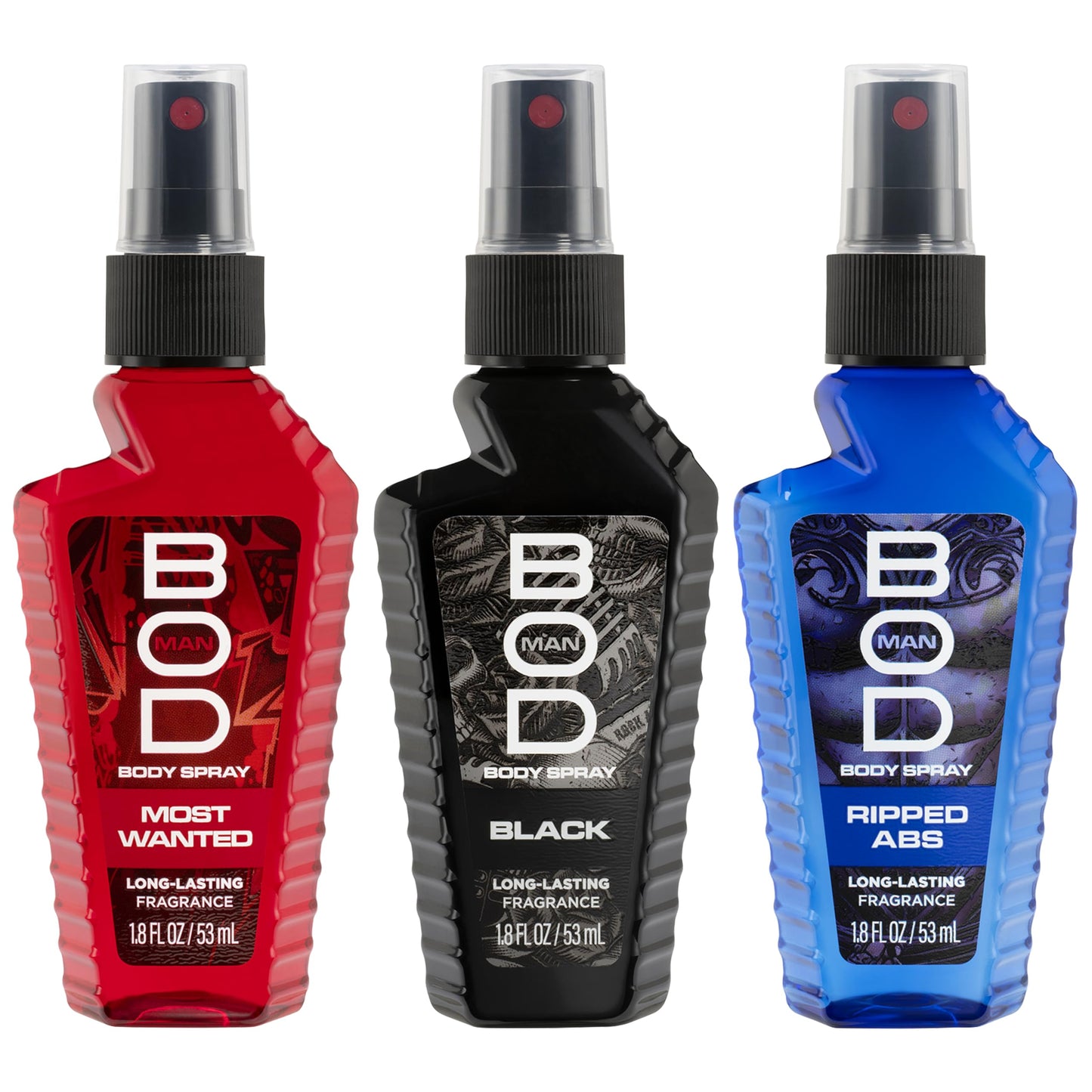 BOD man Body Spray Gift Set, Black, Really Ripped Abs, Most Wanted, 3 Piece Beauty & Personal Care BOD man