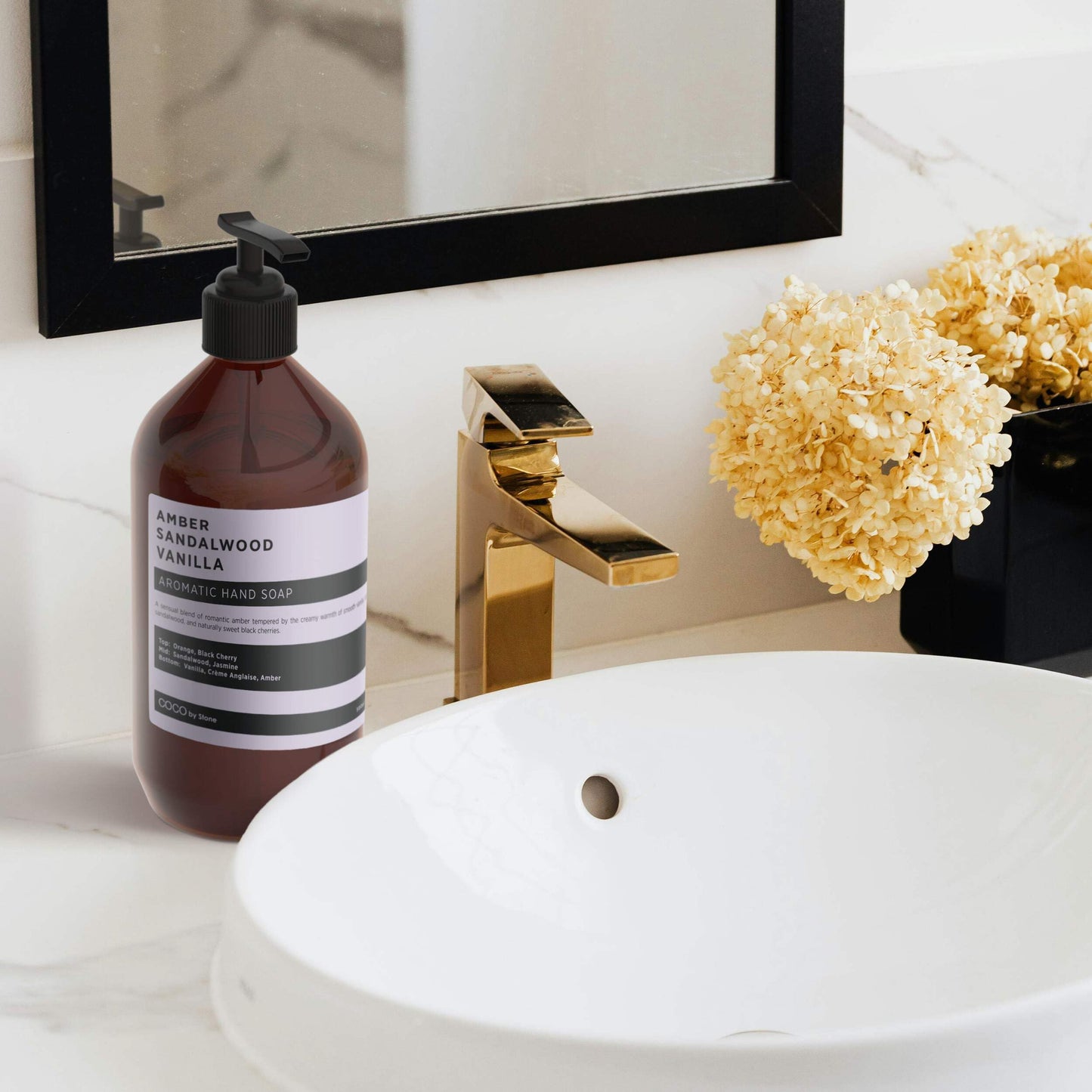 COCO by Stone 16oz Hand Soap (Amber | Sandalwood | Vanilla Inspired by Amber Romance) - Plant-Based Gentle Cleanser with a Rich, Long-Lasting Beauty & Personal Care COCO by Stone