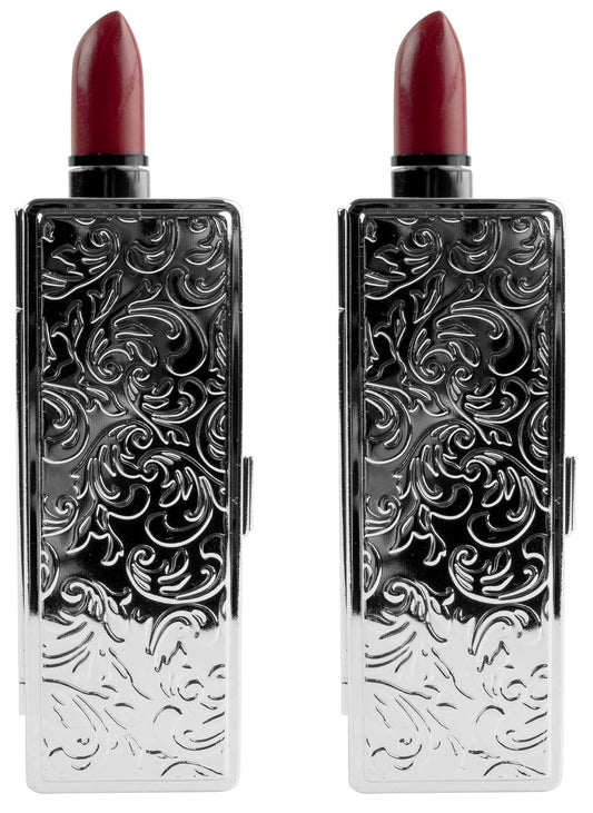 Stephanie Imports Set of 2 Rectangular Vintage Lipstick Cases With Glass Mirror (Silver Victorian) Beauty & Personal Care Stephanie Imports