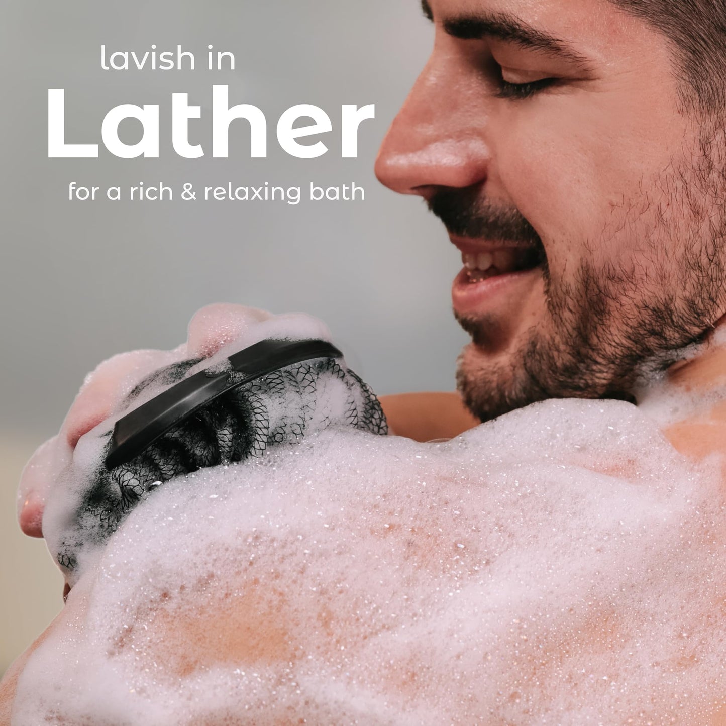 MainBasics Shower Tool Duo 2-1 Shower Loofah Sponge and Exfoliating Body Scrubber (2 Pack, Black) Beauty and Personal Care MainBasics