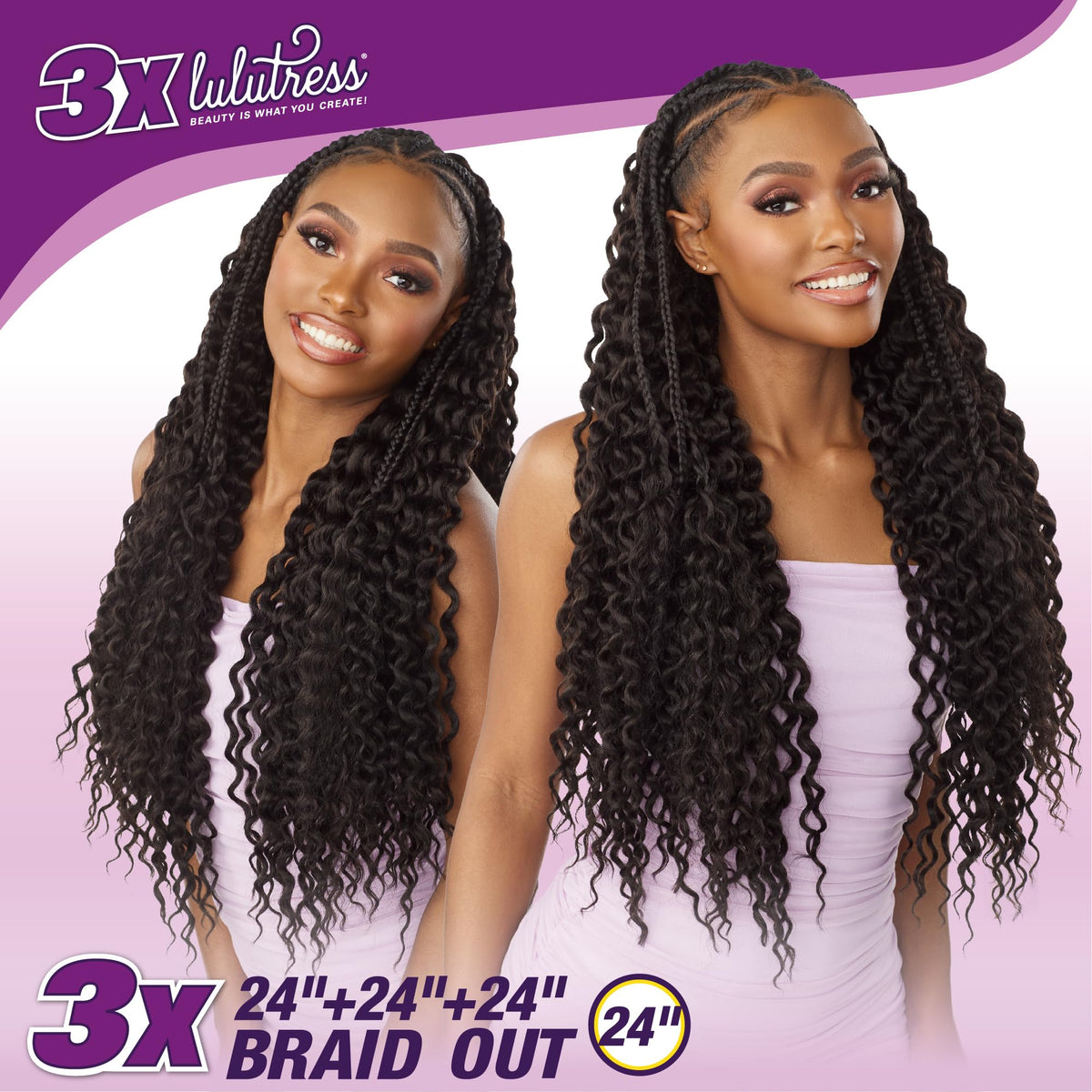 Sensationnel Lulutress Crochet Braiding Hair-3X Braid Out 24 Inch,T1B/27