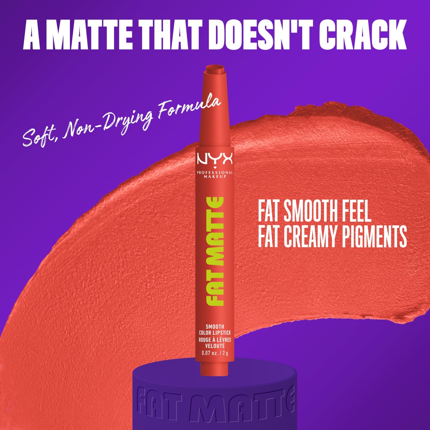 NYX PROFESSIONAL MAKEUP Fat Matte Lipstick, Pigmented, Smoothing, & Non-Drying Lip Crayon, Long Lasting Lip Makeup, Vegan & Cruelty Free - Coral Beauty & Personal Care NYX PROFESSIONAL MAKEUP