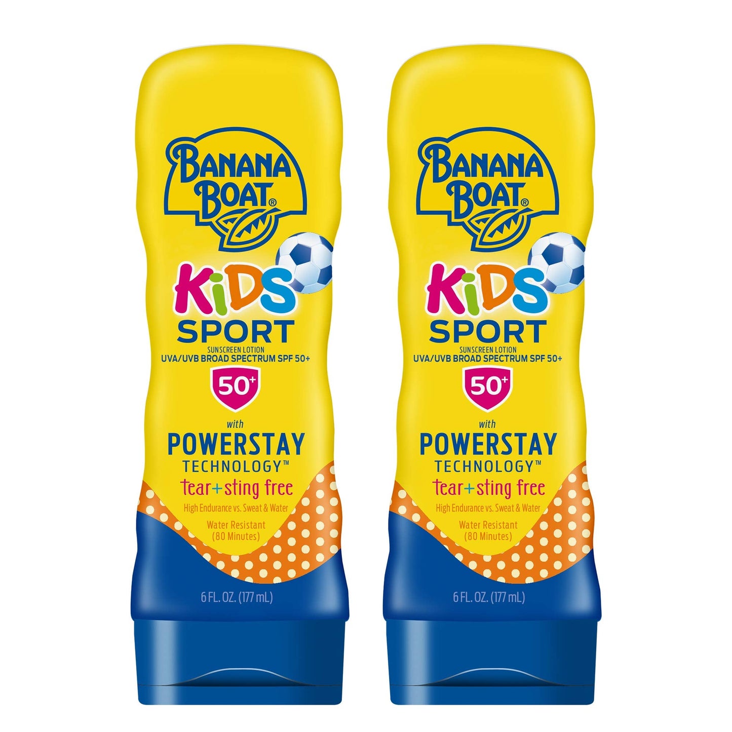 Banana Boat Sport Kids Sunscreen Lotion SPF 50, Twin Pack | Tear Free Sunscreen for Kids SPF 50, Childrens Sunblock Lotion, Oxybenzone-Free, 6oz each Beauty & Personal Care Banana Boat