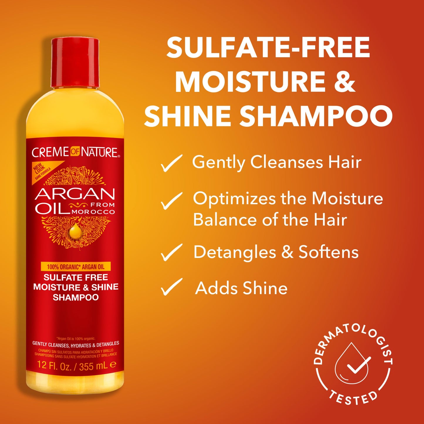 Creme of Nature Argan Oil from Morocco Sulfate-Free Moisture and Shine Shampoo and Intensive Conditioning Treatment Set, Hydrating Shine-Enhancing Beauty & Personal Care Creme of Nature