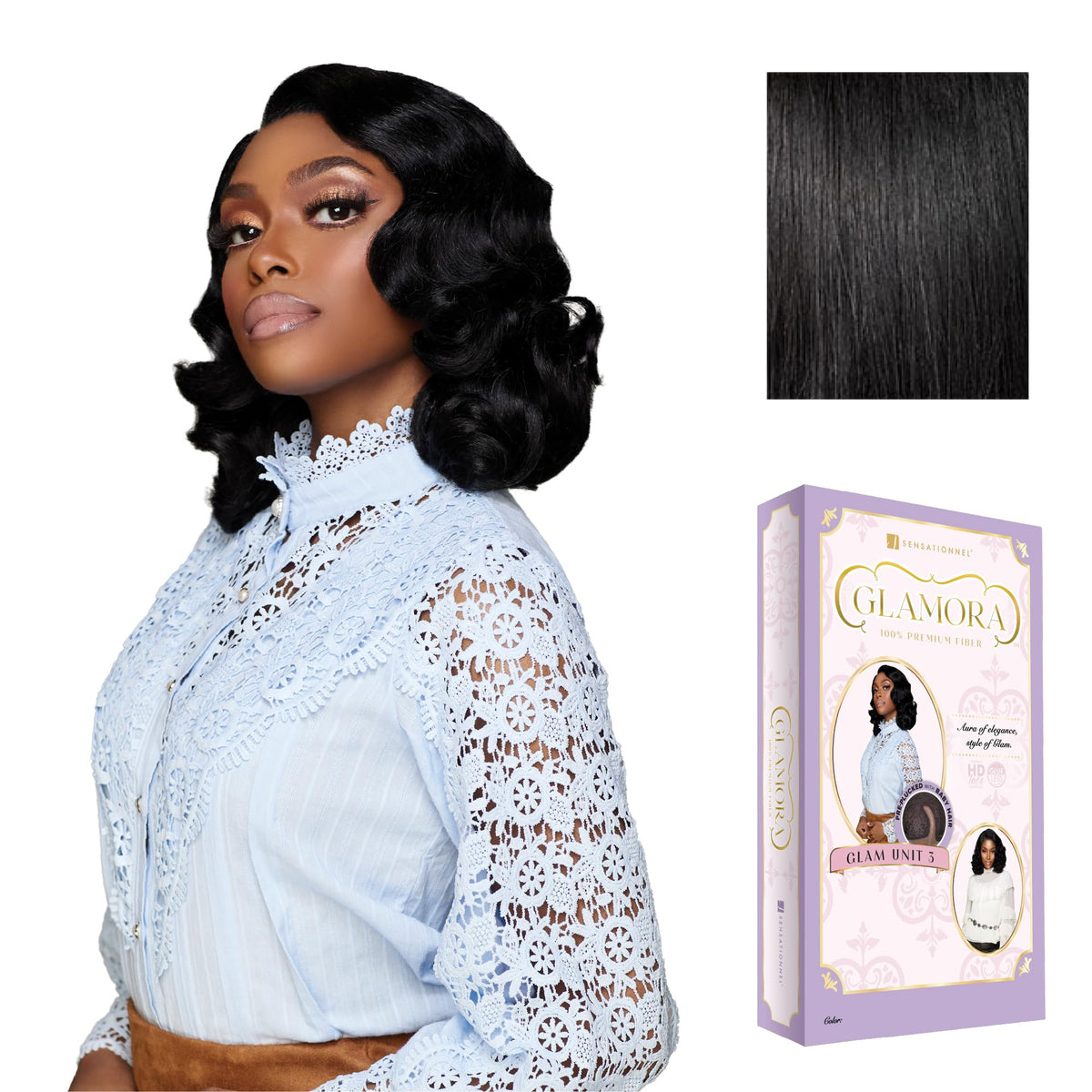 Sensationnel Glamora Lace Front Wig-Glam Unit 3, 1 JETBLACK