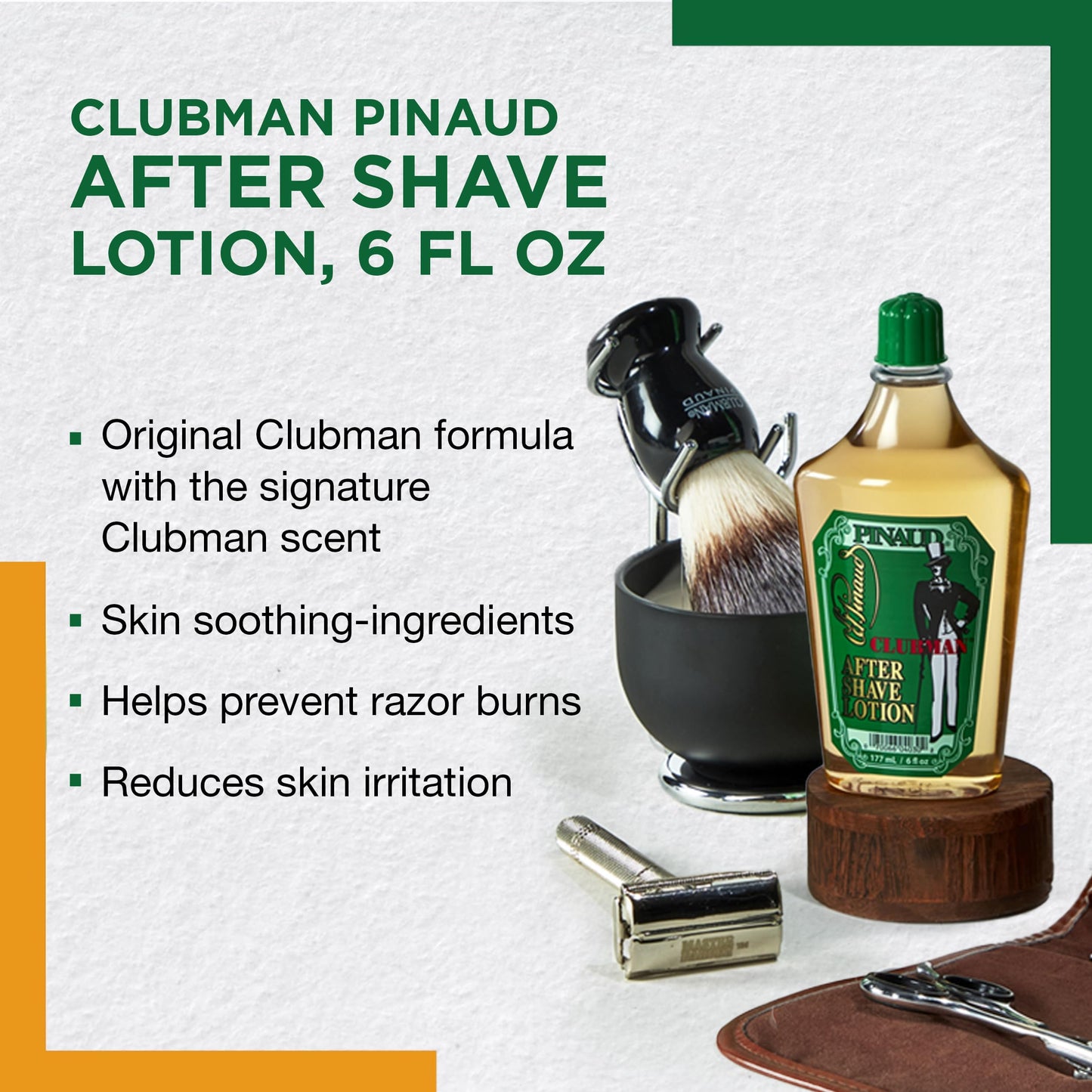Clubman Pinaud After Shave Lotion, Classic Men’s Aftershave, Cools, Soothes, & Refreshes Skin with Signature Masculine Scent, 6 fl oz, 1-pack Beauty & Personal Care Clubman