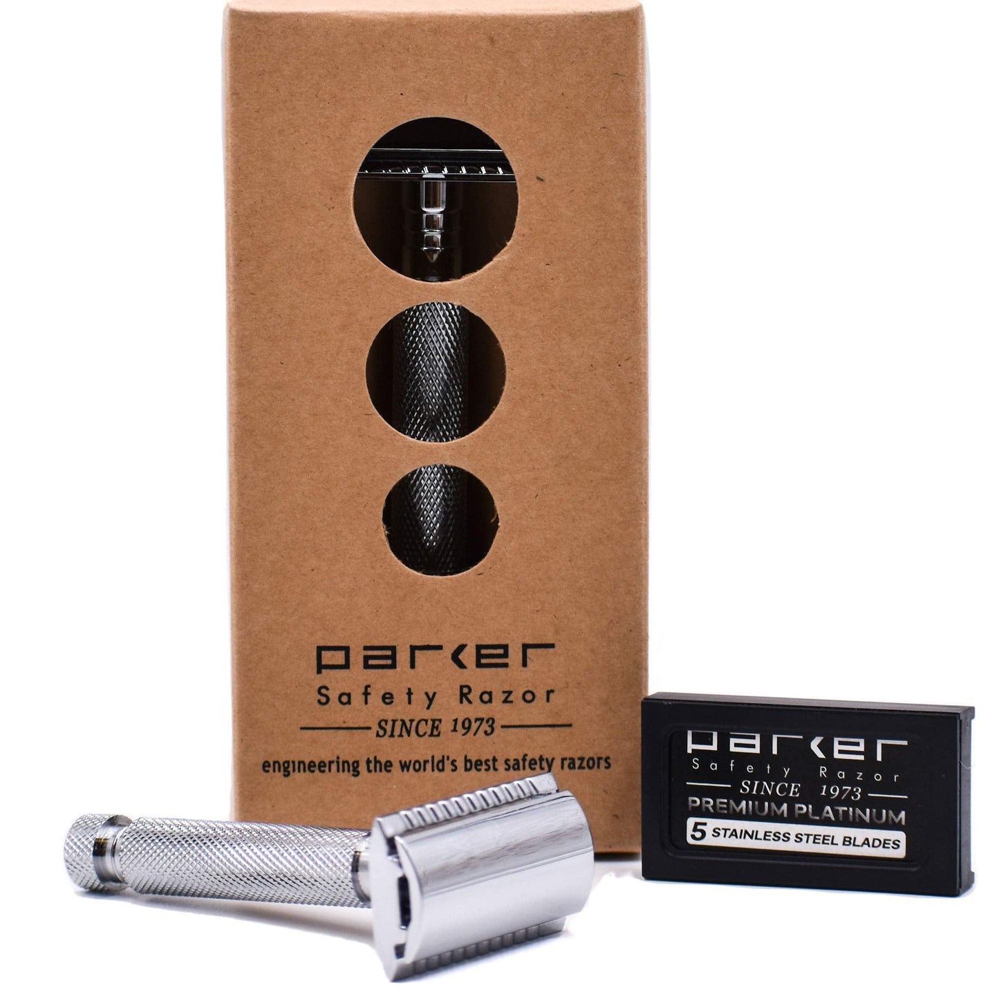 Parker 97R Traditional Double Edge Safety Razor & 5 Parker Premium Razor Blades Beauty and Personal Care Parker Safety Razor