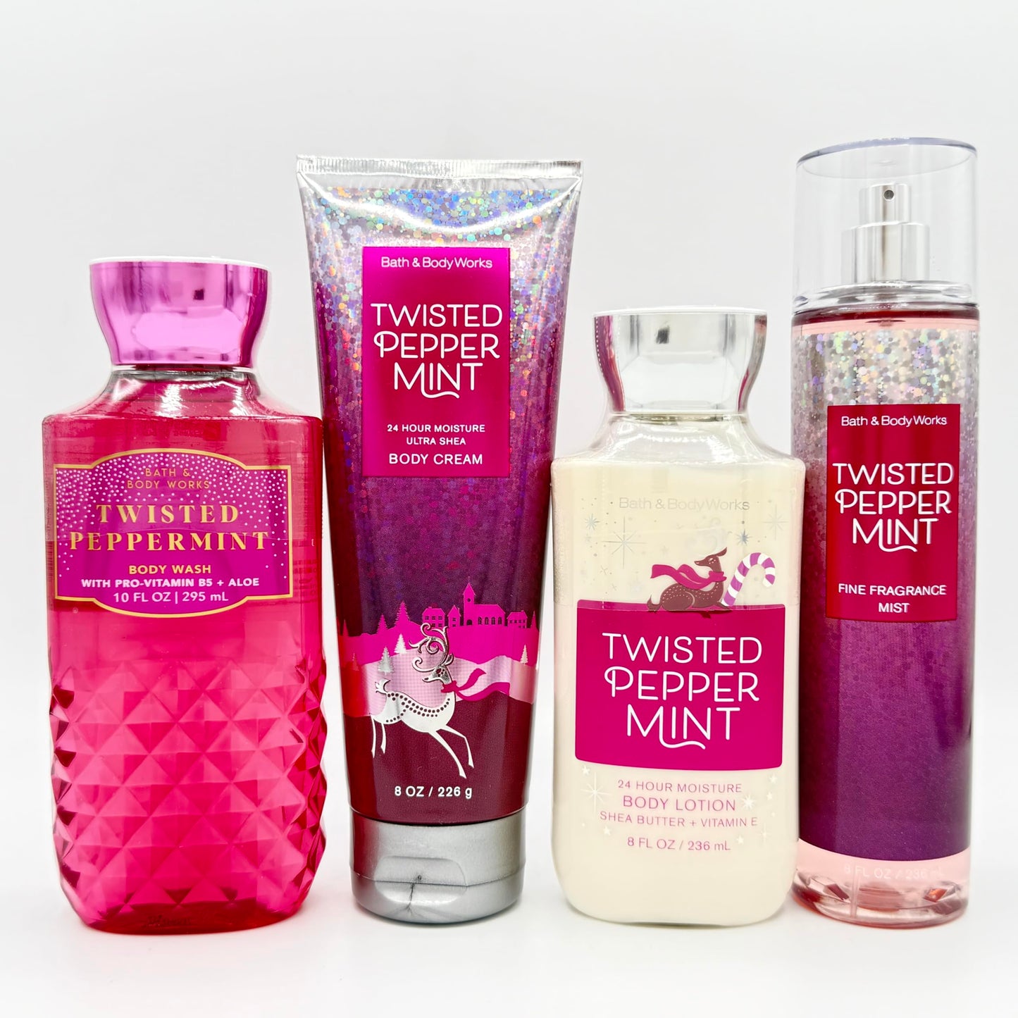 Bath & Body Works Twisted Peppermint 4-Piece Set - Includes: Body Wash, Ultra Shea Body Cream, Body Lotion, and Fine Fragrance Mist Beauty and Personal Care Bath & Body Works