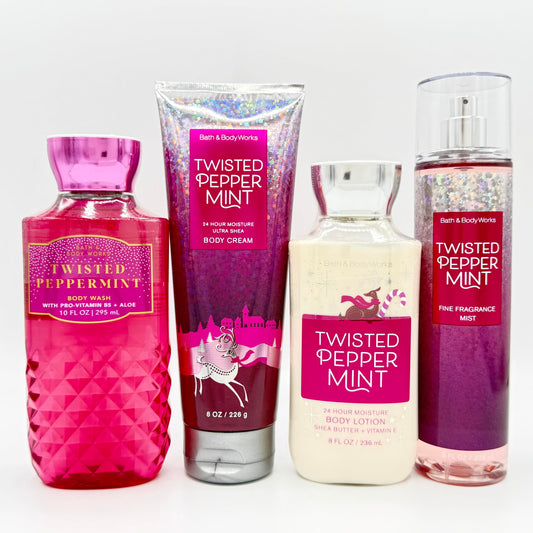 Bath & Body Works Twisted Peppermint 4-Piece Set - Includes: Body Wash, Ultra Shea Body Cream, Body Lotion, and Fine Fragrance Mist Beauty and Personal Care Bath & Body Works