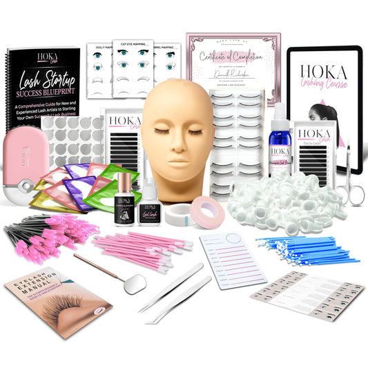 Hoka Lash Eyelash Extension Kit & Training Course and Certification, Professional Lash Extension Kit for Beginners Includes Practice Mannequin Head Beauty & Personal Care HOKA