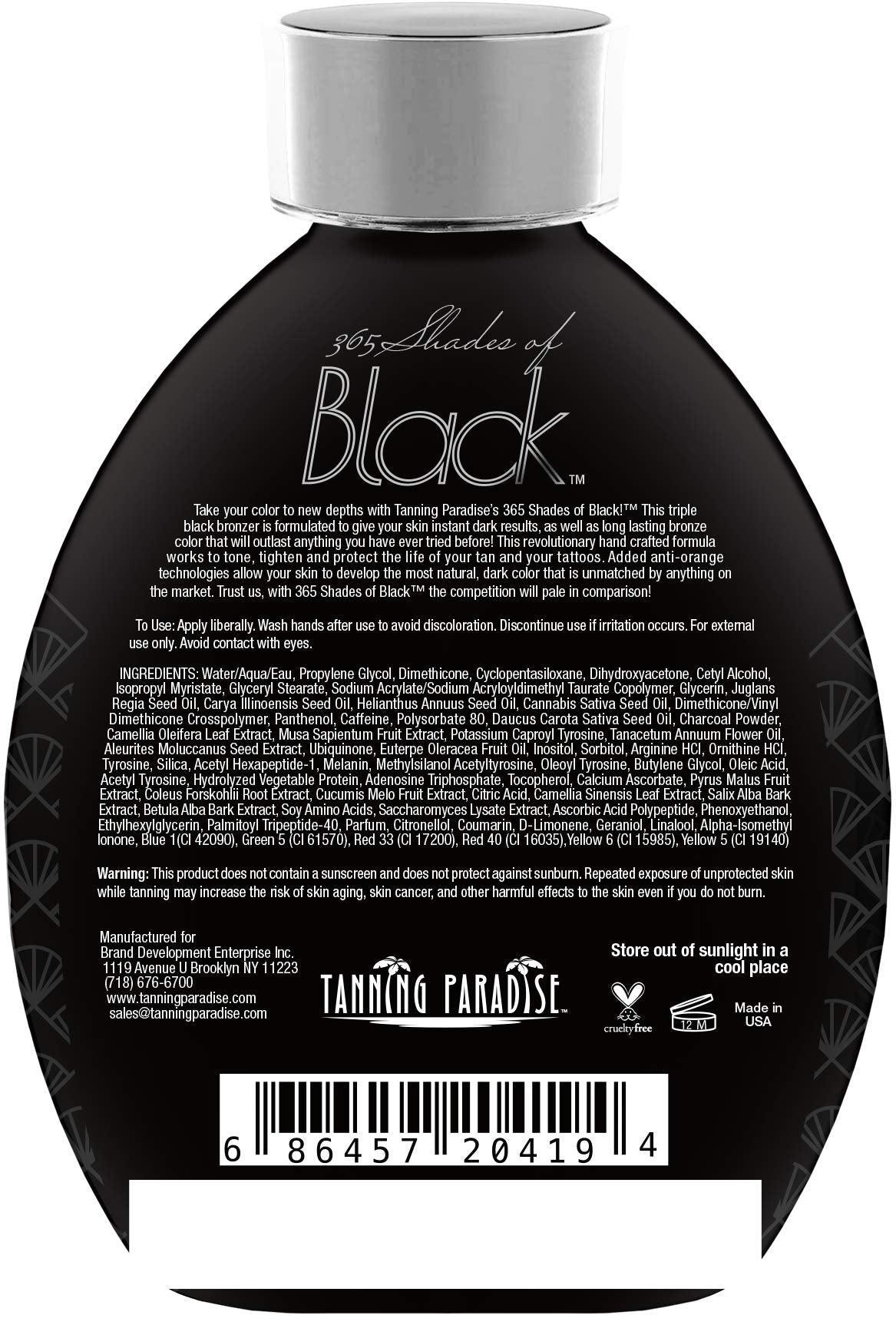 Tanning Paradise 365 Shades of Black, Triple Black Bronzing | Skin Detoxifiers, Toning & Firming Tanning Lotion 13.5oz Beauty & Personal Care TANNING PARADISE