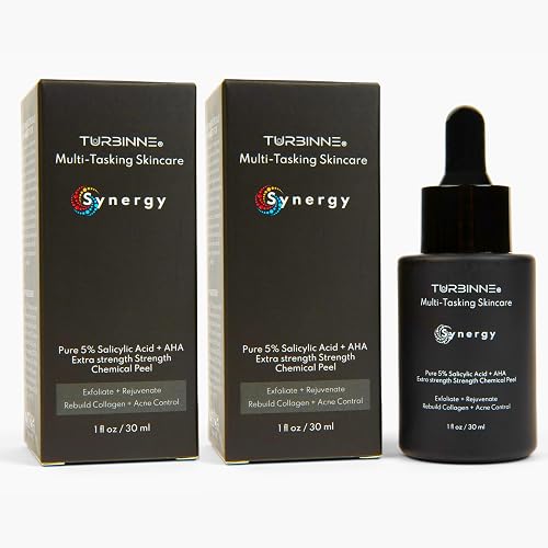 (2 Pack) Turbinne Synergy Multi-Tasking Extra Strength Chemical Peel. Pure 5% Salicylic Acid + AHA. Best For Exfoliate, Rejuvenate, Rebuild Collagen Beauty & Personal Care TURBINNE