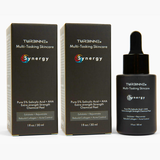 (2 Pack) Turbinne Synergy Multi-Tasking Extra Strength Chemical Peel. Pure 5% Salicylic Acid + AHA. Best For Exfoliate, Rejuvenate, Rebuild Collagen Beauty & Personal Care TURBINNE