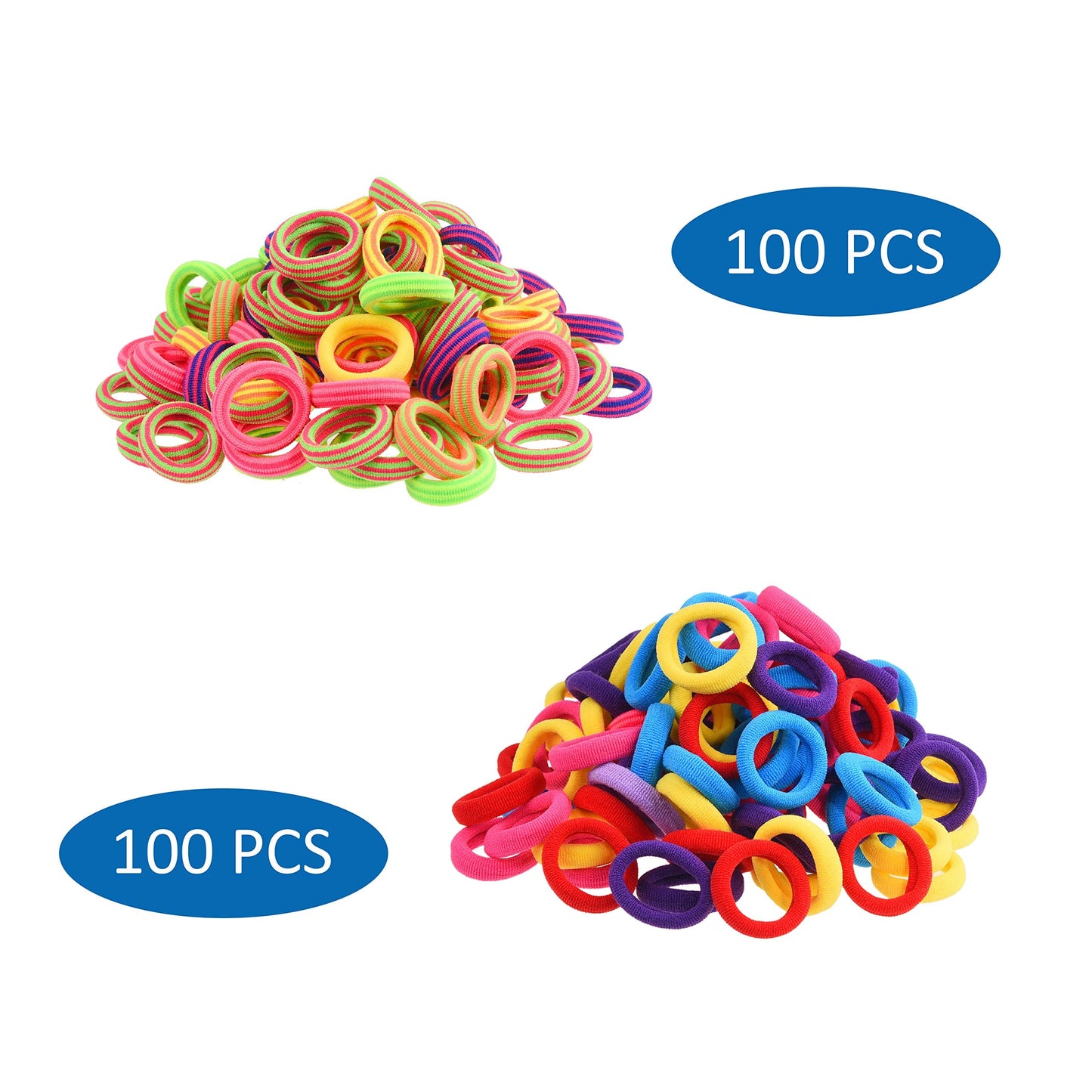 Kare & Kind 200 Hair Band Ties and 20 Mini Hair Claw Clip Pins- Assorted Colors - Cotton/Polyblend Material - Different Designs and Styles - Beauty & Personal Care Kare & Kind