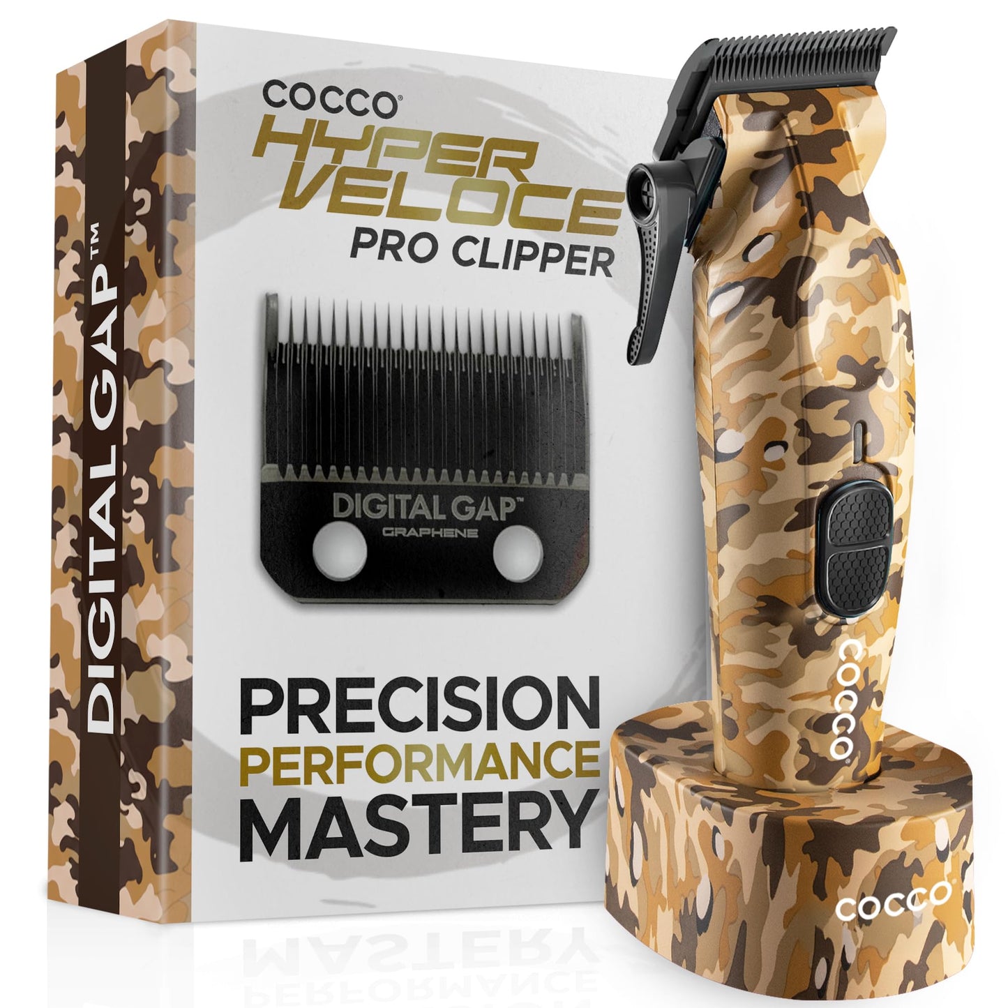 Cocco Hyper Veloce Pro Clipper, Digital Gap Ambassador Graphene Taper Blade Professional Hair Clippers, High-Torque BLDC Motor, All-Metal, Cordless Beauty and Personal Care Cocco