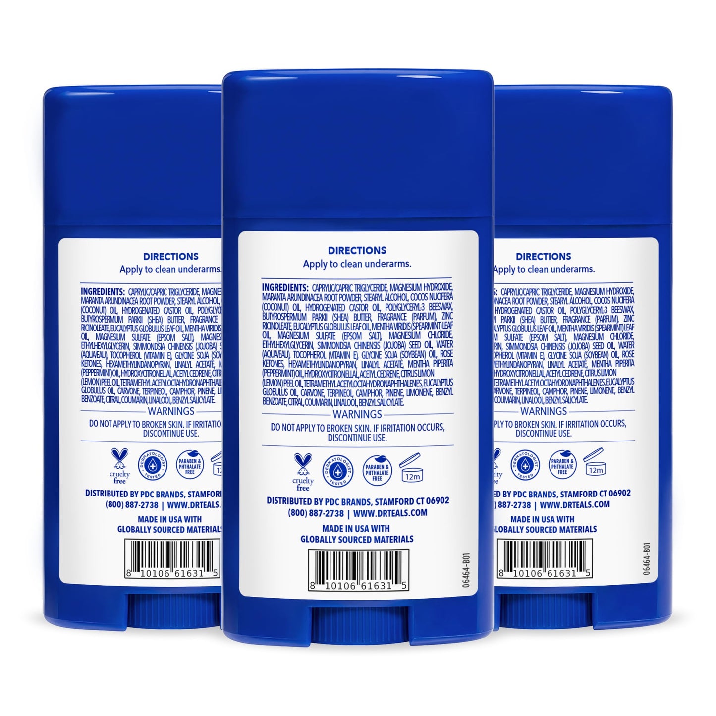 Dr Teal's Aluminum-Free Deodorant, Eucalyptus & Spearmint with Essential Oils, 2.5 oz (Pack of 3) Beauty and Personal Care Dr Teal's
