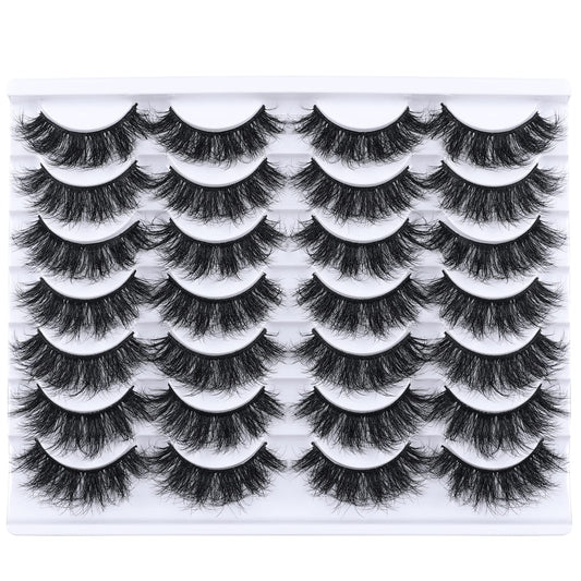 Mebver Lashes Eyelashes 8D Fluffy False Eyelashes Wispy Faux Mink Lashes Light Weight Fake Eyelashes Cat Eye Lashes 14 Pairs Pack Beauty & Personal Care Mebver