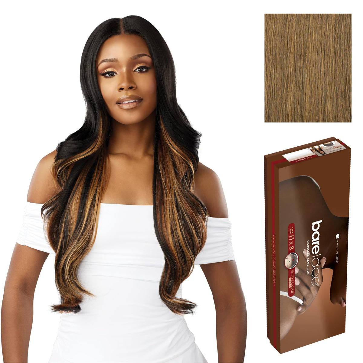 Sensationnel Barelace 13x8 LaceWig-Unit 4, MOCHABROWN