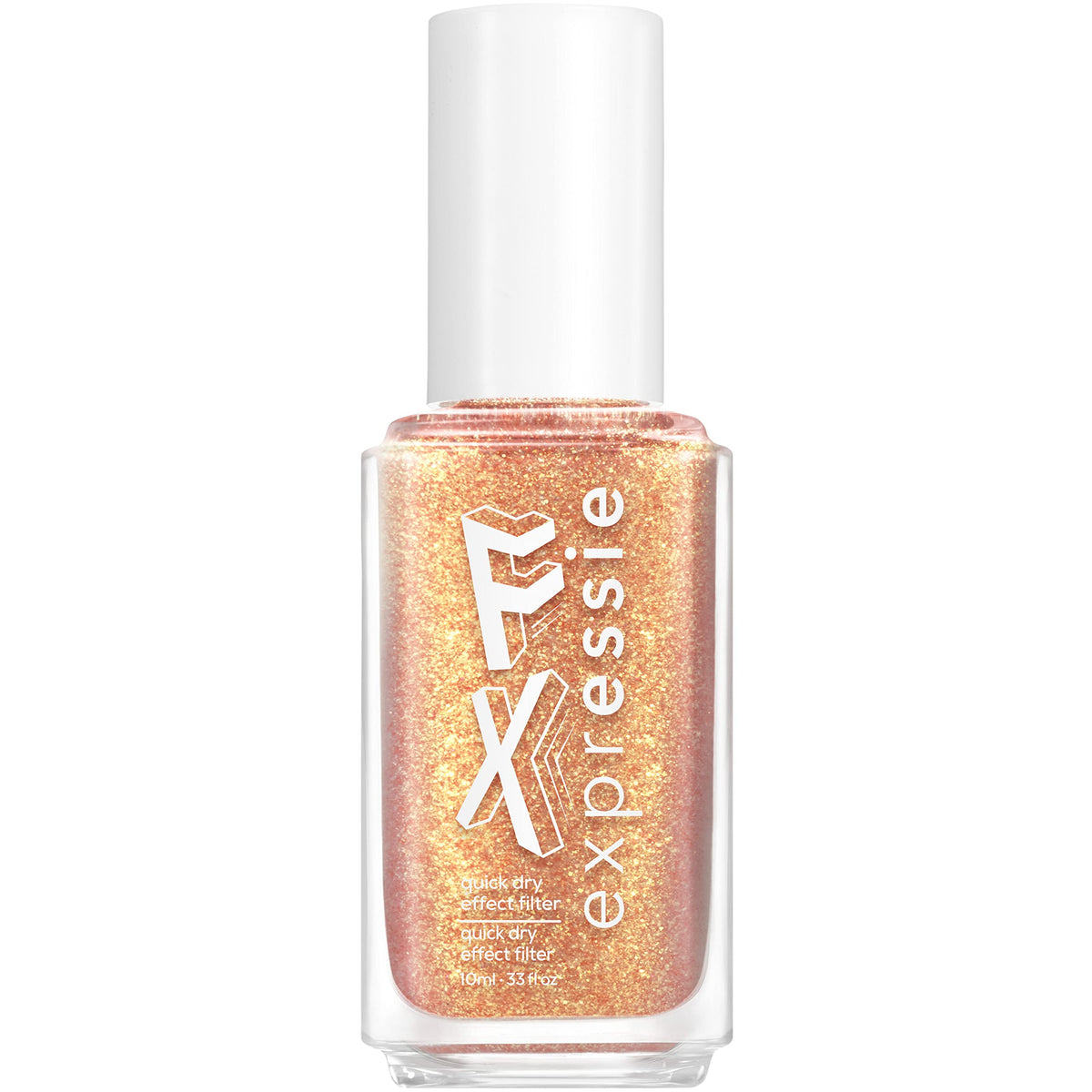 essie Expressie FX Filter Quick-Dry Vegan Nail Polish, Gold Glitter Shimmer Top Coat, 24K, 0.33 fl oz