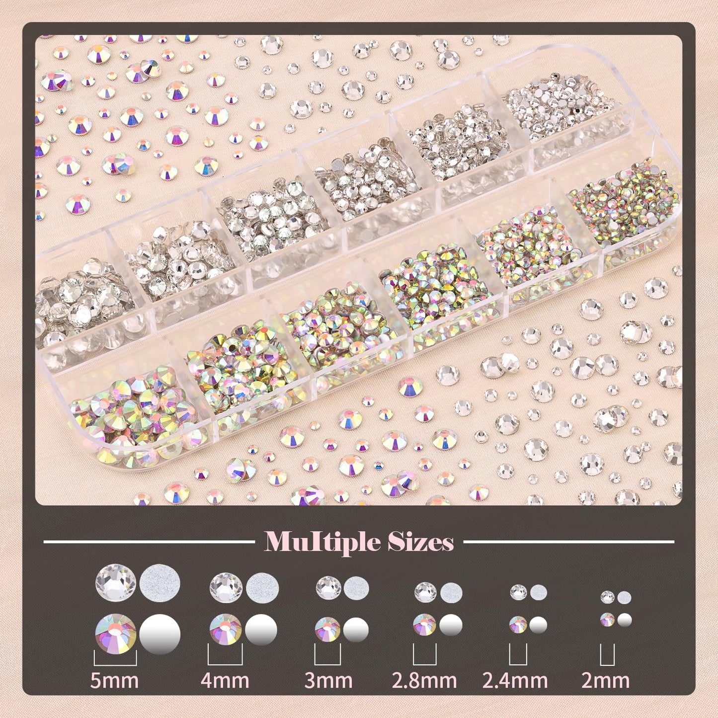 BELLEBOOST Nail Art Rhinestone Kit, 15ml Rhinestone Gel Glue+Colorful Gems+Flatback Glass Crystal AB&Clear Gemstones with Pickup Tools for Bedazzling Beauty & Personal Care BELLEBOOST