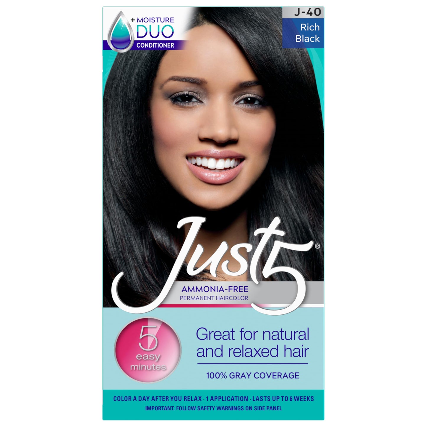 Just 5 Women's 5 Minute Permanent Hair Color with Conditioner, Grey Hair Coloring for Women - Rich Black Beauty & Personal Care Just 5