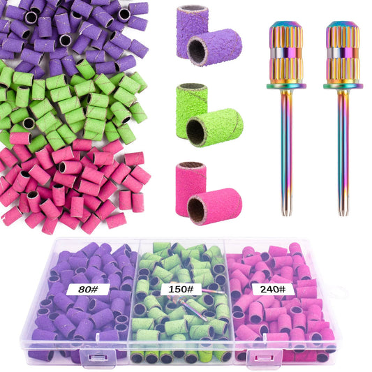 Rolybag Sanding Bands for Nail Drill Sanding Bands#80#150#240 Grits 210Pcs Color Coarse Fine Nail Sanding Bands 2Pcs Nail Drill Bits 3/32" Mandrel Beauty & Personal Care Rolybag