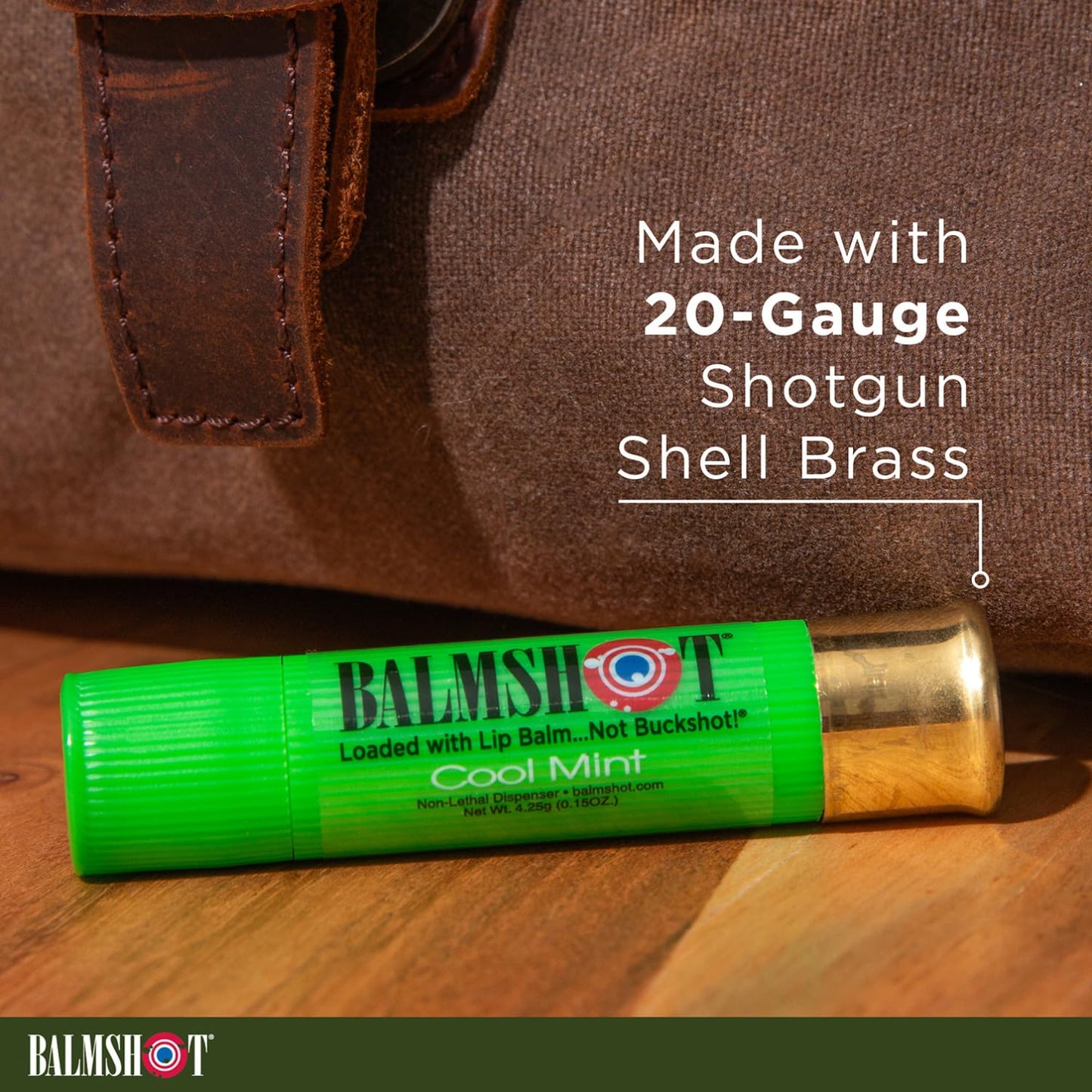 BALMSHOT Cool Mint Lip Balm SPF 15 - Beeswax Chapstick for Men & Women, Deep Moisturizing Lip Repair for Dry Cracked Lips, 20-Gauge Brass Shotgun Beauty and Personal Care Balmshot