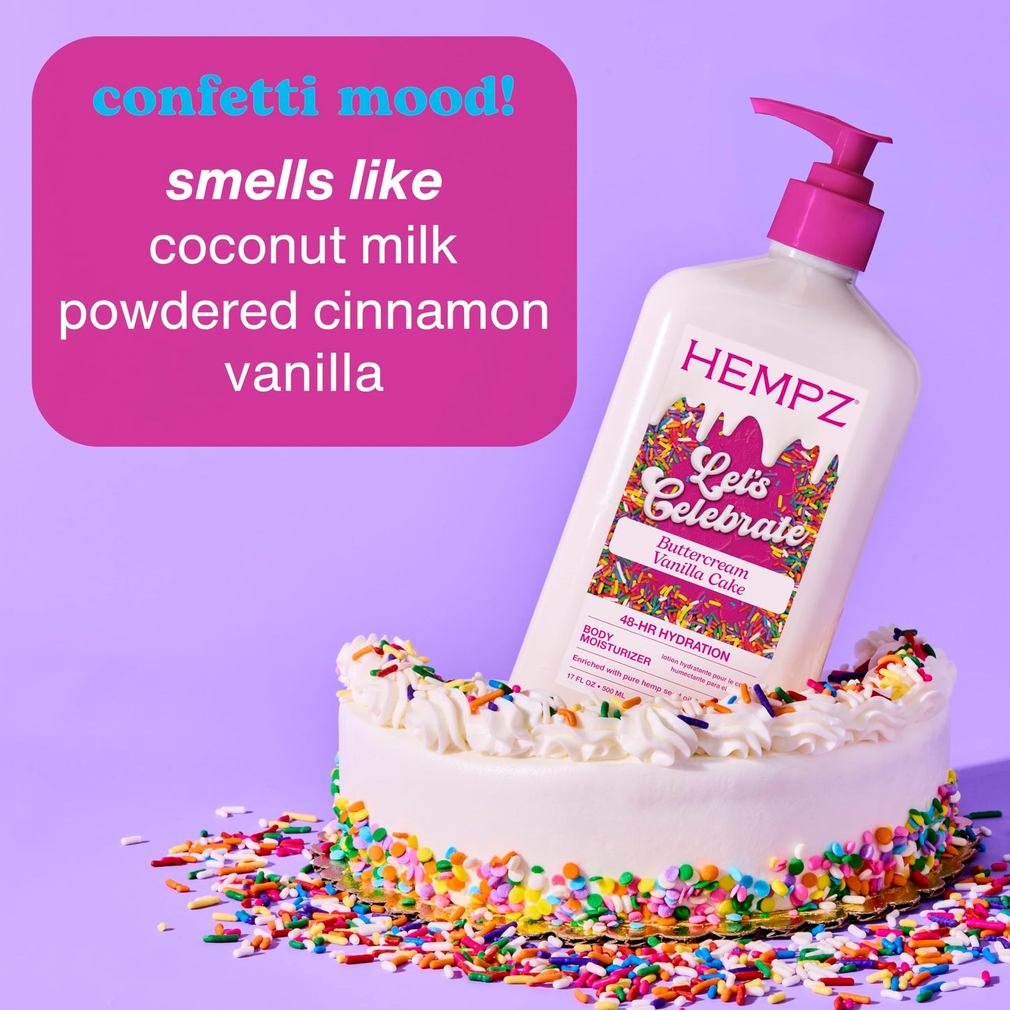 Hempz Body Lotion - Buttercream Vanilla Cake Celebration - Limited Edition Daily Moisturizing Cream, Shea Butter, Aloe - Skin Care Products, Hemp Seed Beauty & Personal Care Hempz