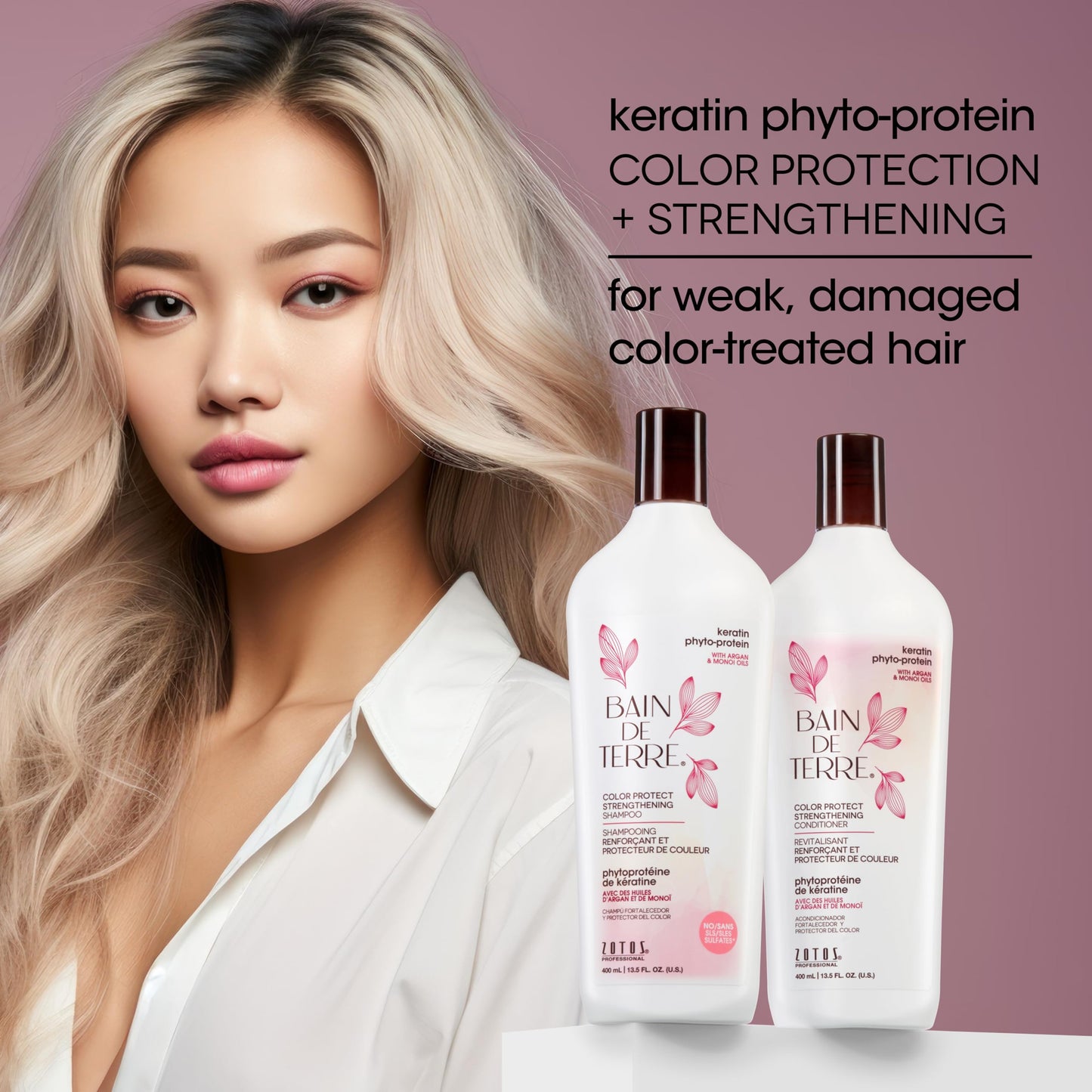 Bain de Terre Keratin Phyto-Protein Color Protect Strengthening Conditioner, Color-Safe Strengthening for Weak & Damaged Hair, Sulfate-Free Beauty & Personal Care Bain de Terre